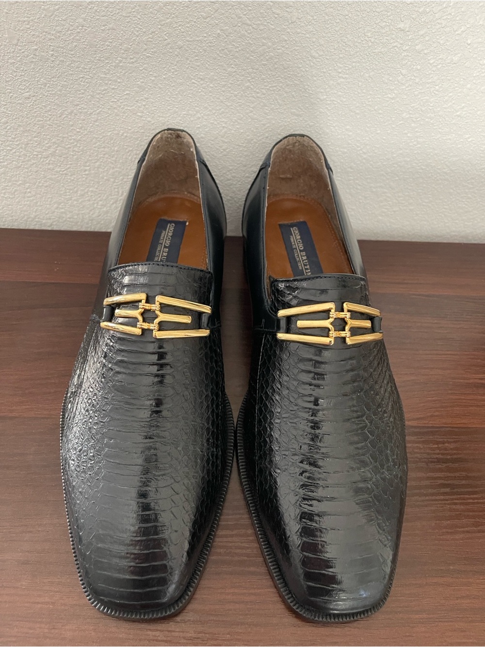 Midnight Navy Blue Genuine Snake Slip On Shoes Men’s 10.5